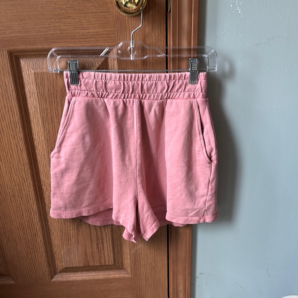 Zara Pink High Waist Shorts with Elastic Waistband
